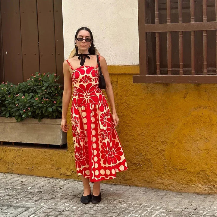 Femme Fritid Floral Tryk A-Linje Kjole Stilla