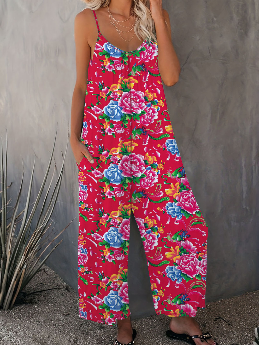 Dame jumpsuit med blomstermønster fra Stilla