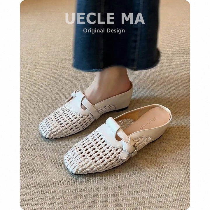 Dame Woven Læder Slip-On Mules Stilla