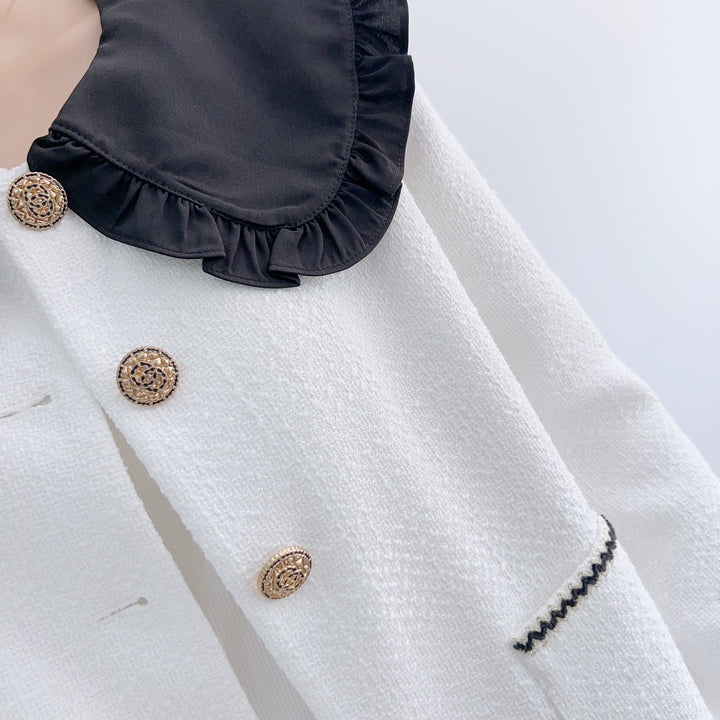 Dame Elegant Strikjakke med raffineret krave og dekorative knapdetaljer Stilla