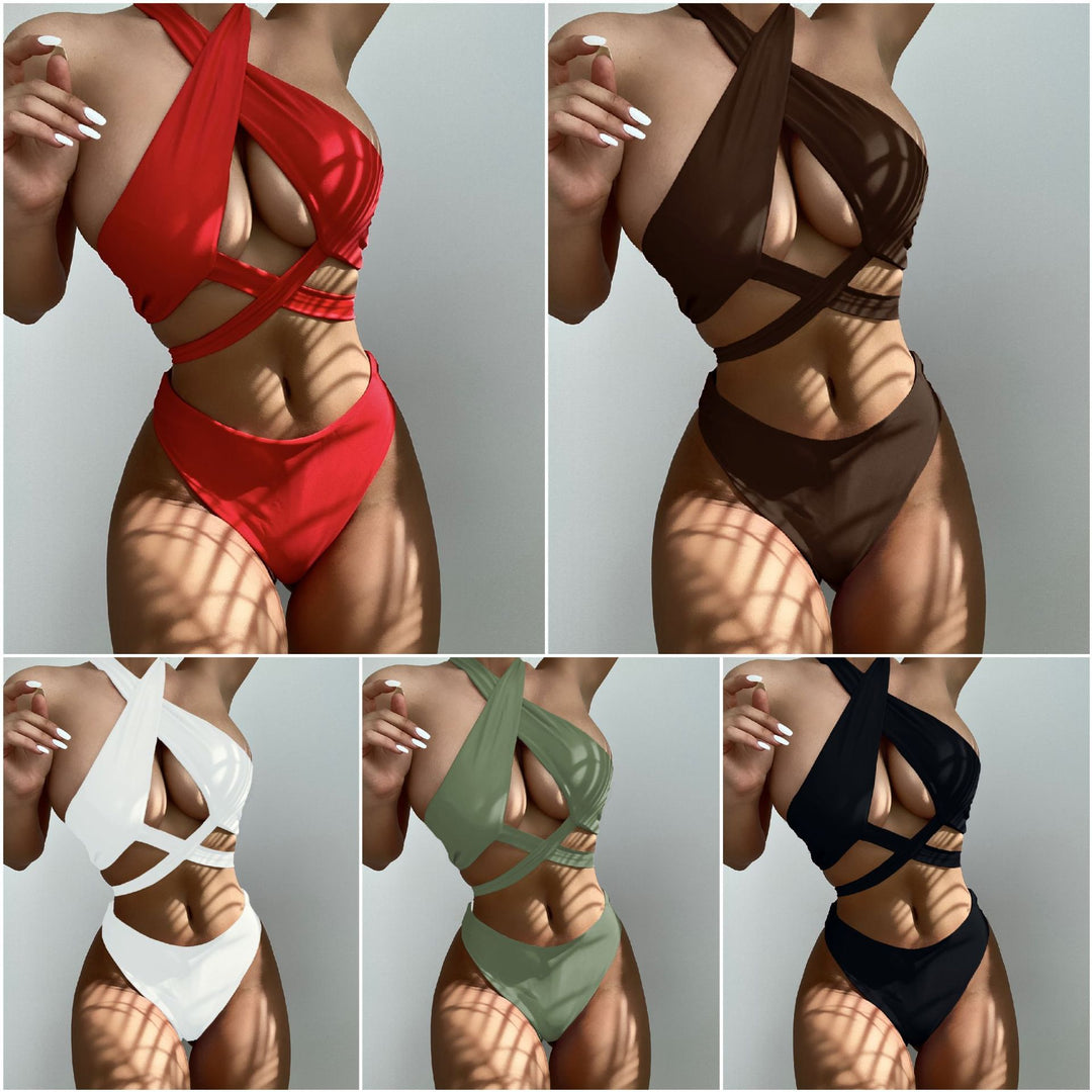 Dame Designer-bikini med krydsrem og høj benudskæring Stilla