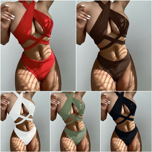 Dame Designer-bikini med krydsrem og høj benudskæring Stilla
