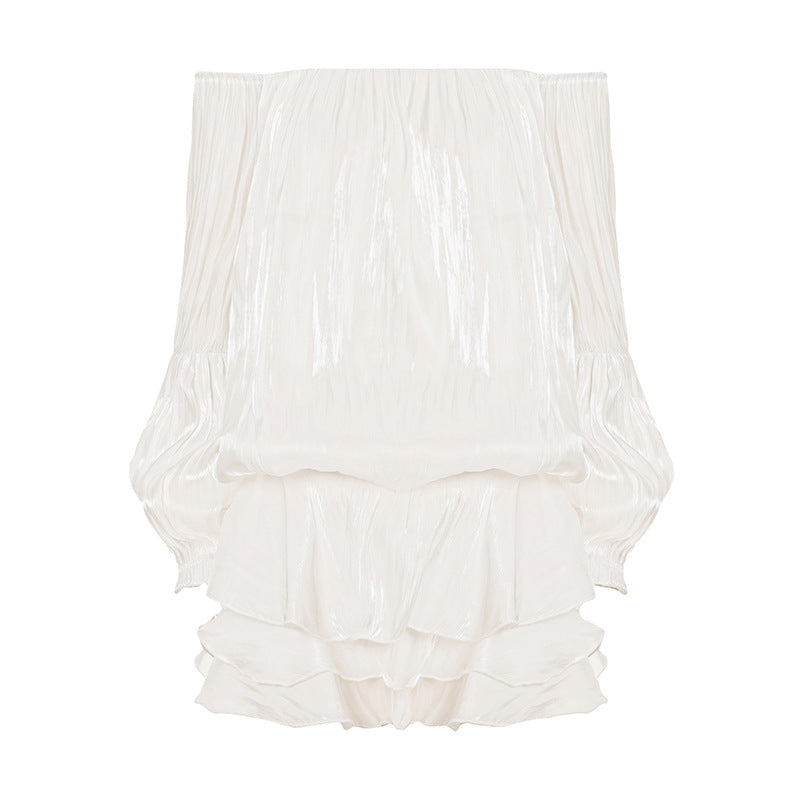 Dame luftigt Off-Shoulder kjole med flæser Skovae