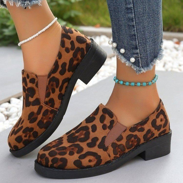 Dame elegante mokkasiner med mode leopardmønster Stilla