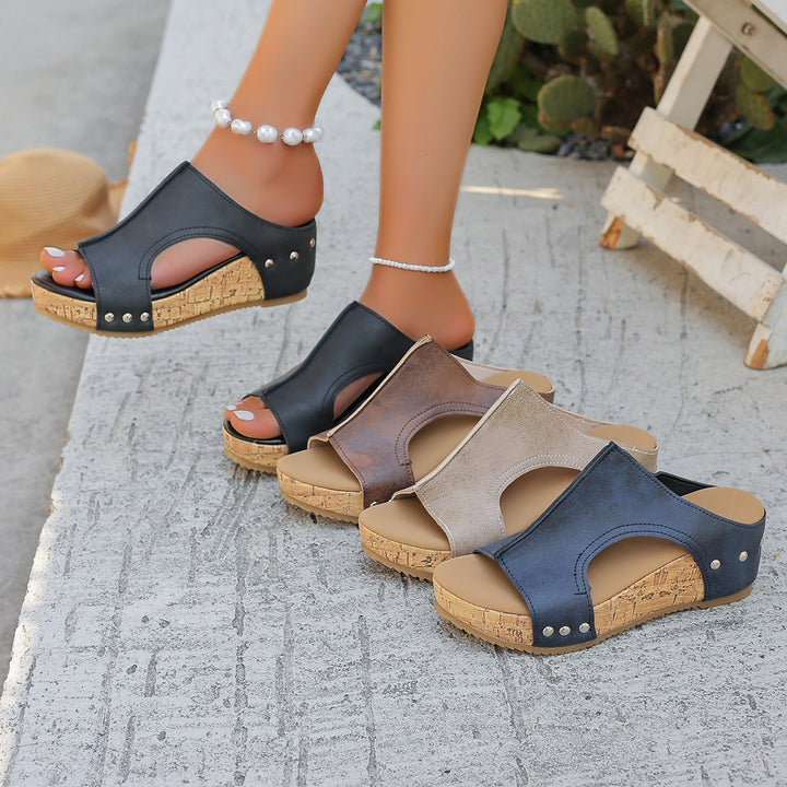 Dame Wedge-sandaler med elegant geometrisk design og komfortabel korksål Stilla