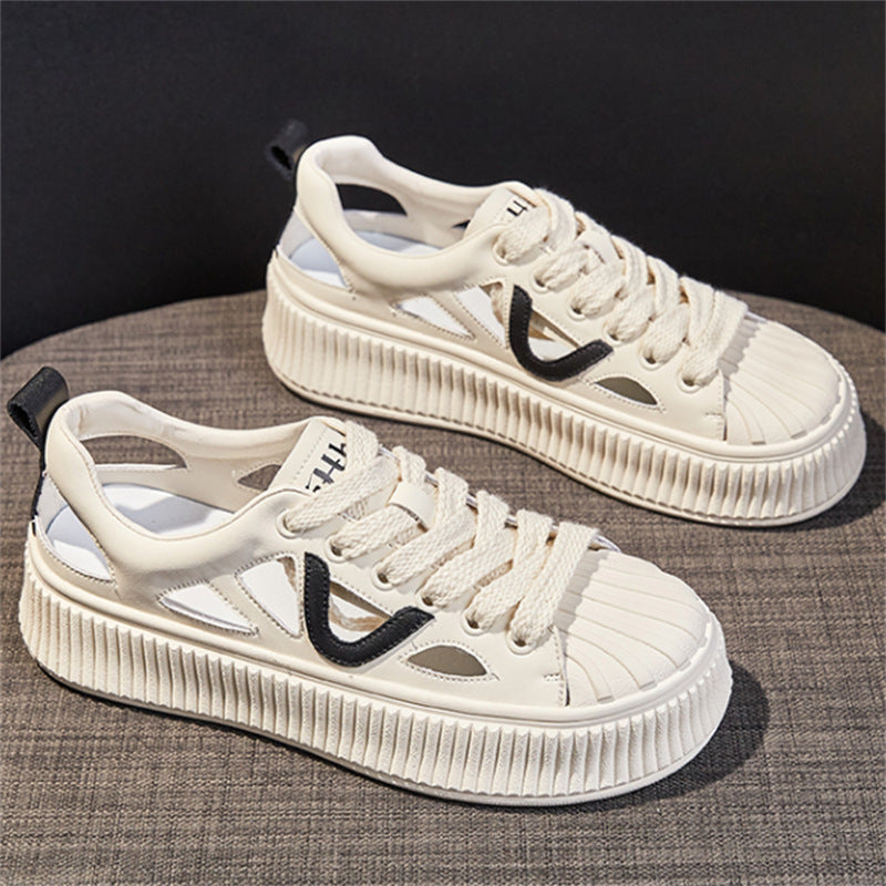 Dame Sporty Plateau-Sneakers med åndbar struktur og trendy design Stilla