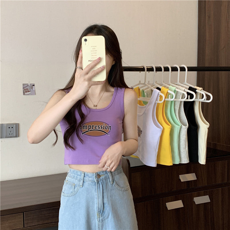 Dame Casual Cropped Graphic Tank Top Stilla