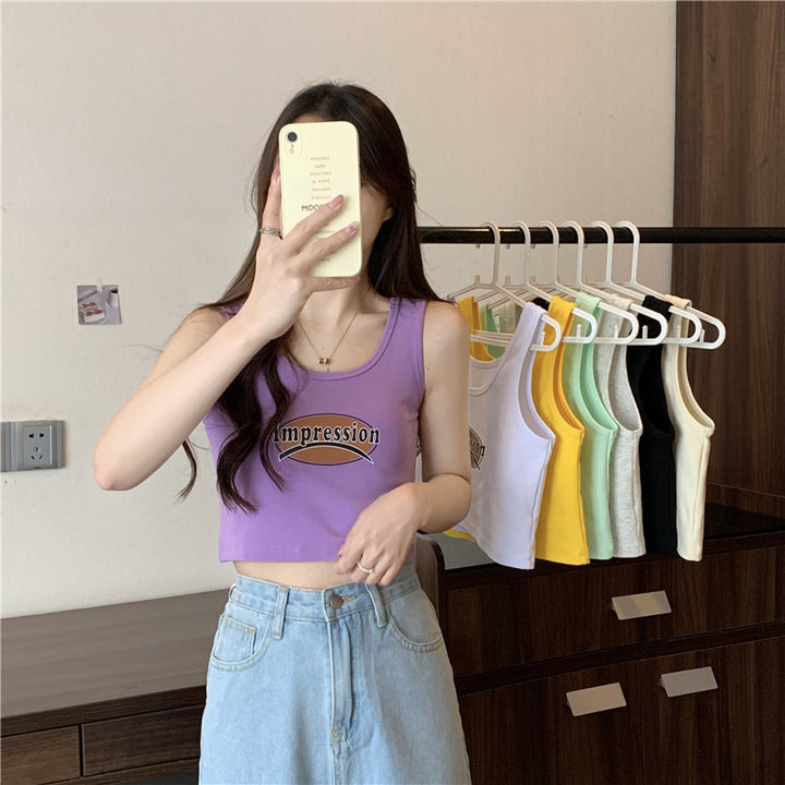 Dame Casual Cropped Graphic Tank Top Stilla