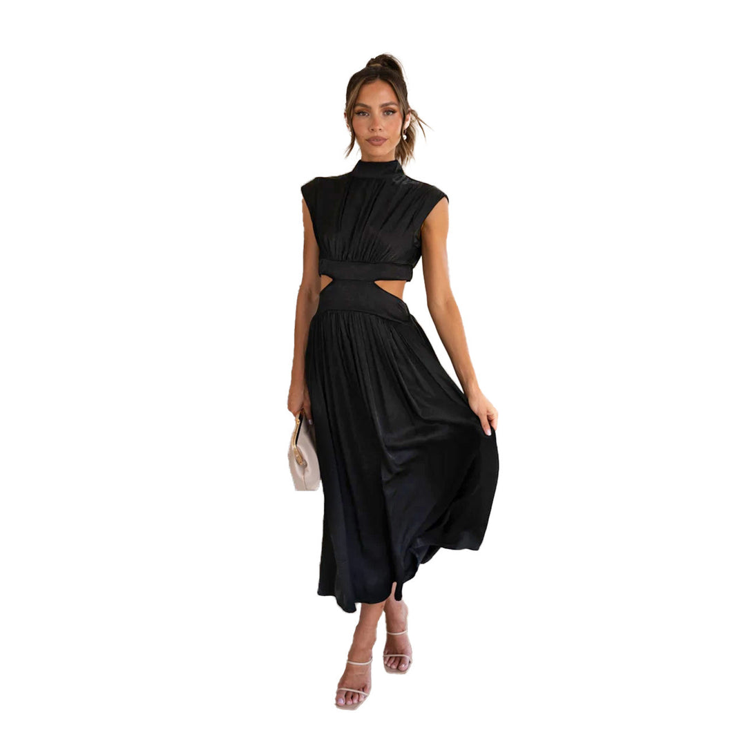 Dame maxikjole med elegant cut-out og plisserede detaljer Stilla