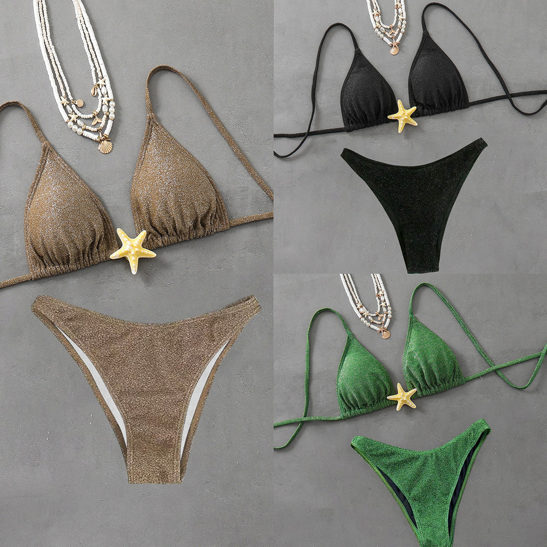 Dame Glinsende Triangel-Bikini-Sæt Stilla