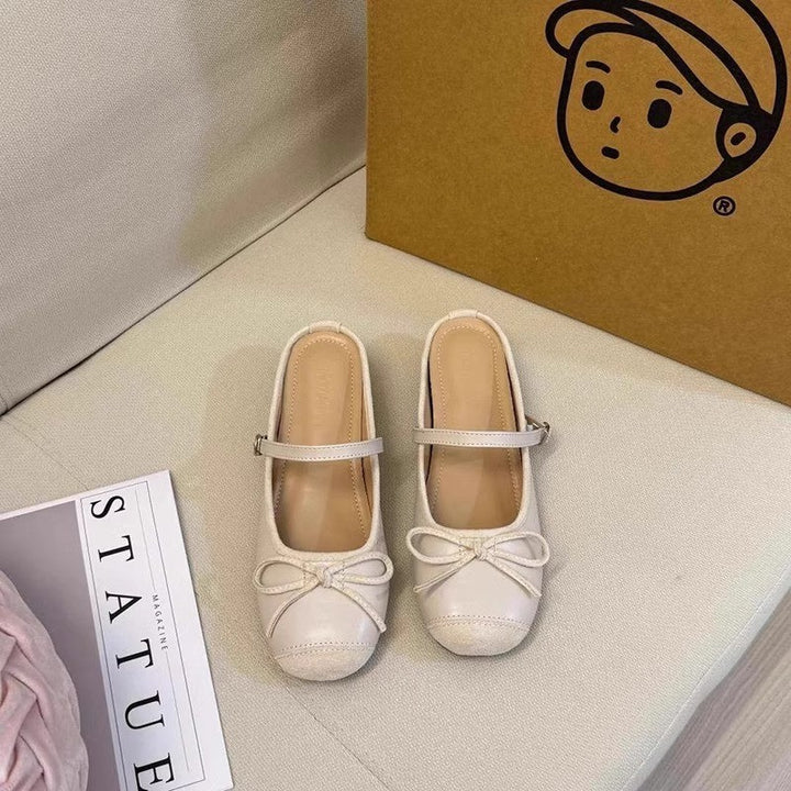 Dame Elegant Slingback Ballerinaer med Sløjfe Accent Stilla