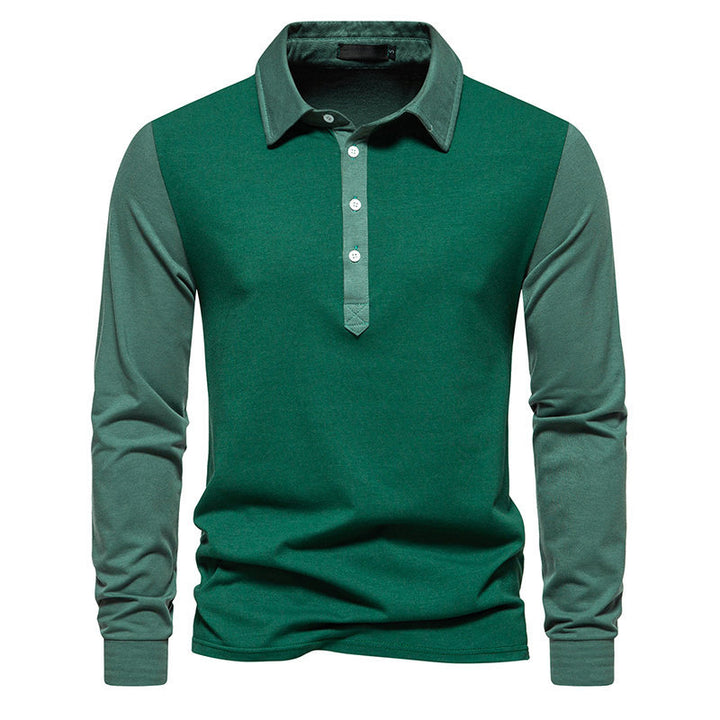 Herrer Langærmet Polo T-shirt med stilfulde kontrastpaneler Stilla