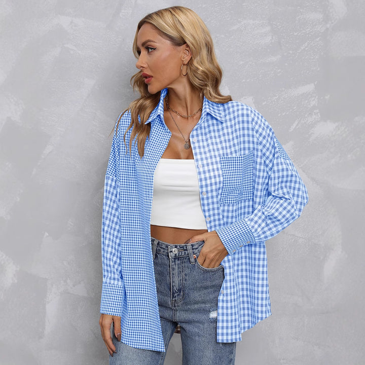 Dame Karo Skjorte i moderne Oversize-stil Stilla