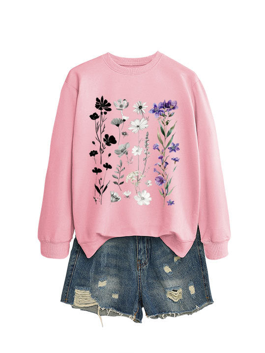 Kvinders sweatshirt med blomster grafikdesign og blødt inderfor Stilla