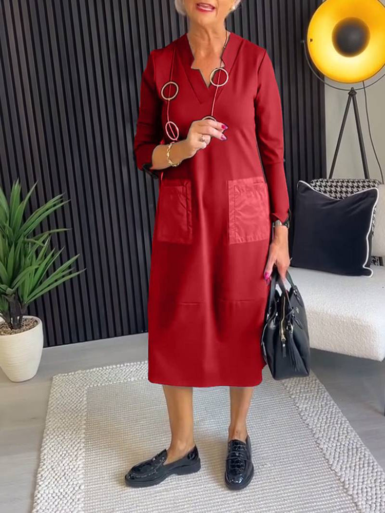 Dame elegant og alsidig midikjole med lommer Stilla