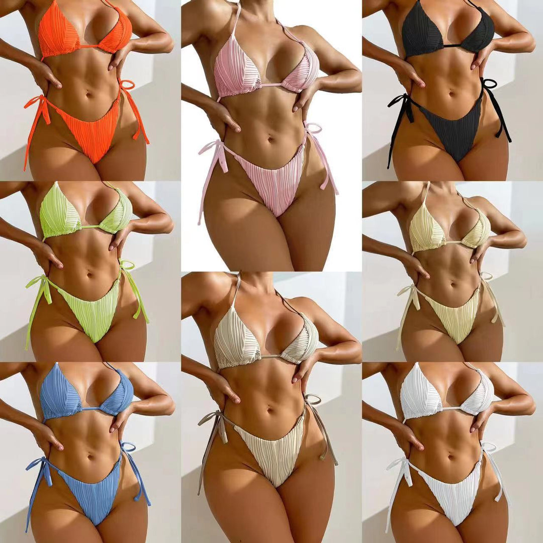 Dame Triangel-Bikini med elegante folder og raffinerede bindebånd Stilla