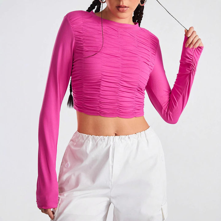 Dame Crop-Top med raffinerede ruffle detaljer Stilla