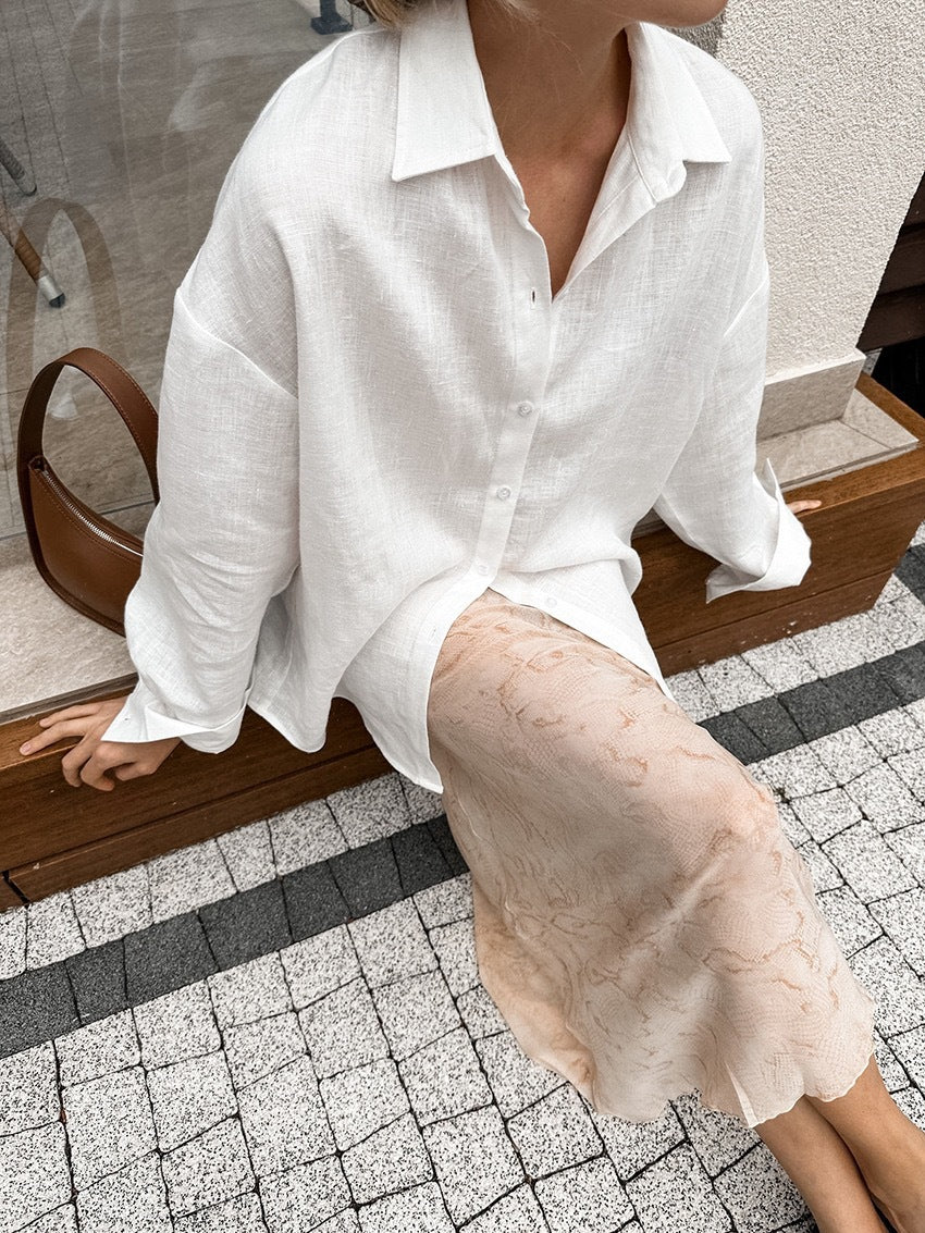 Dame Løs Langærmet Bluse i Oversized-Cut Stilla