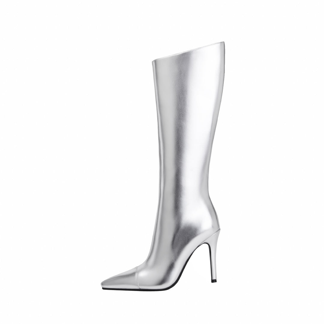 Femme Metallic Spids-Tå Høj-Stiletto Støvler Stilla