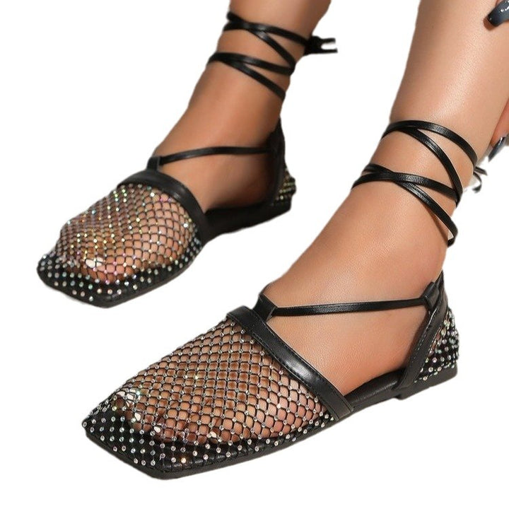 Dame sandaler med kunstnerisk netdesign og glitrende detaljer Stilla