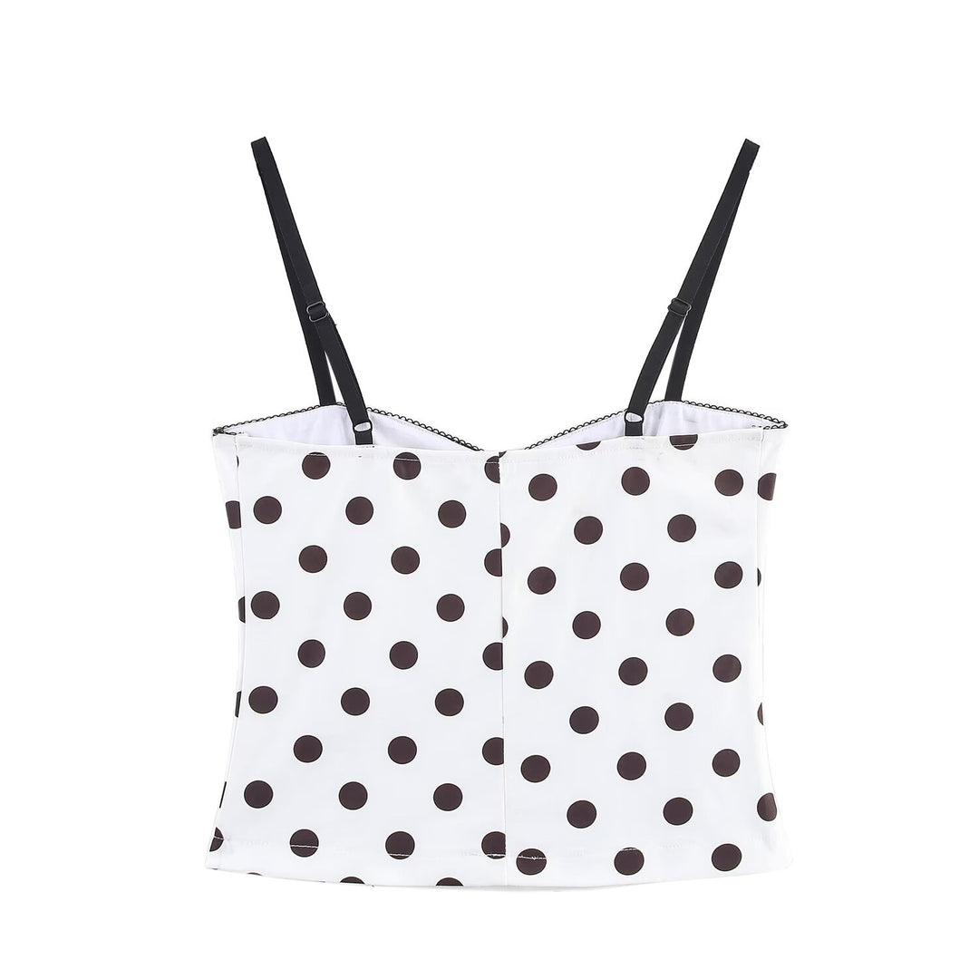 Femme Polka Dot Spaghetti-strop Top med justerbare stropper Stilla