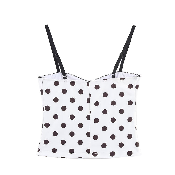 Femme Polka Dot Spaghetti-strop Top med justerbare stropper Stilla
