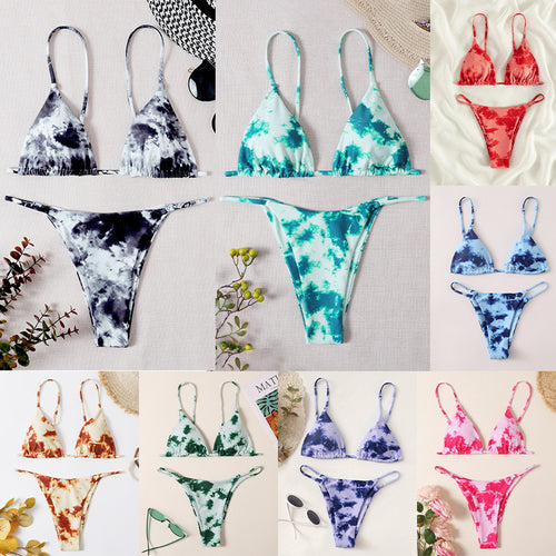 Dame Triangel-Bikini med justerbare stropper og rynker Skovae
