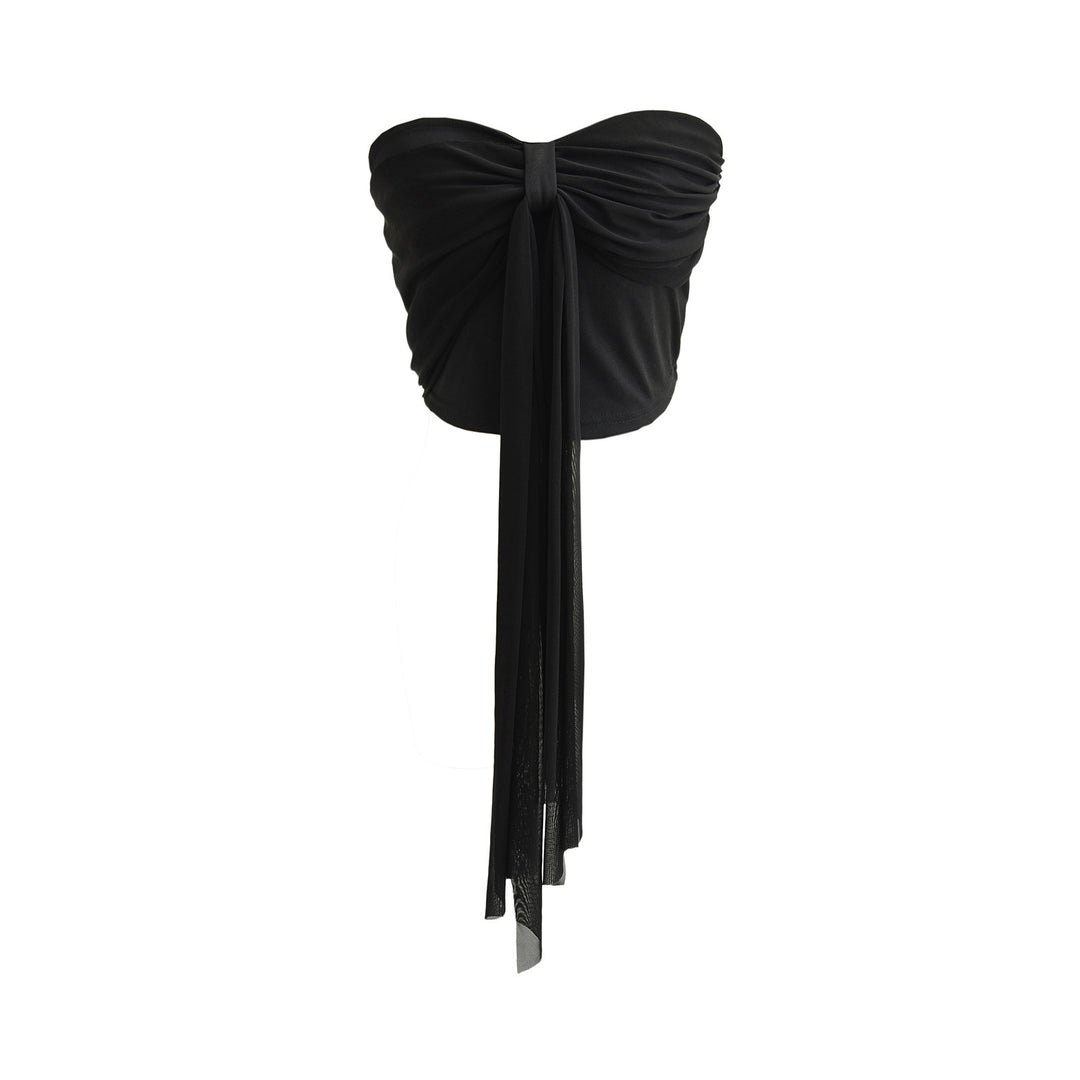 Dame Bandeau-bluse med elegant drapering og justerbar knude Stilla