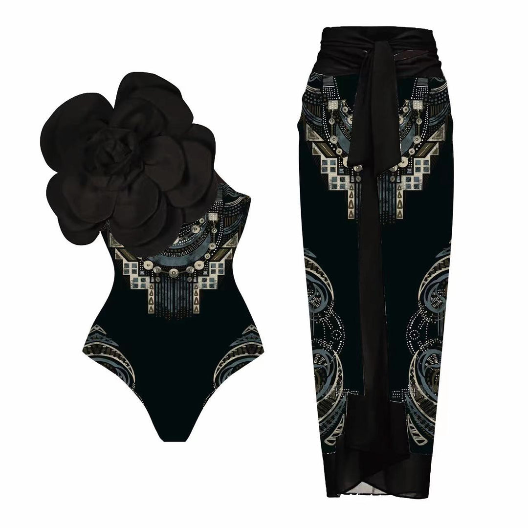 Dame Elegant One-Piece with Artistic Flower Decoration Skovae