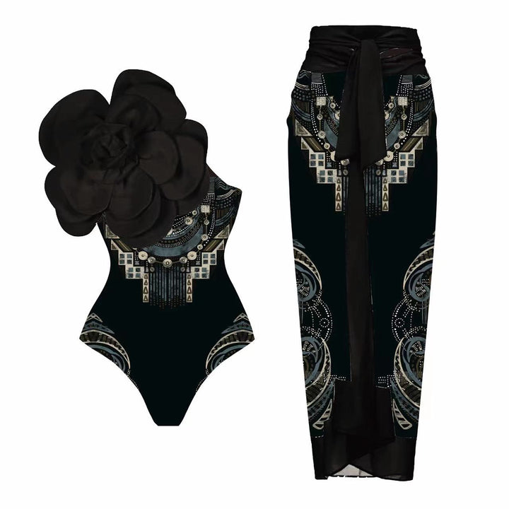 Dame Elegant One-Piece with Artistic Flower Decoration Skovae