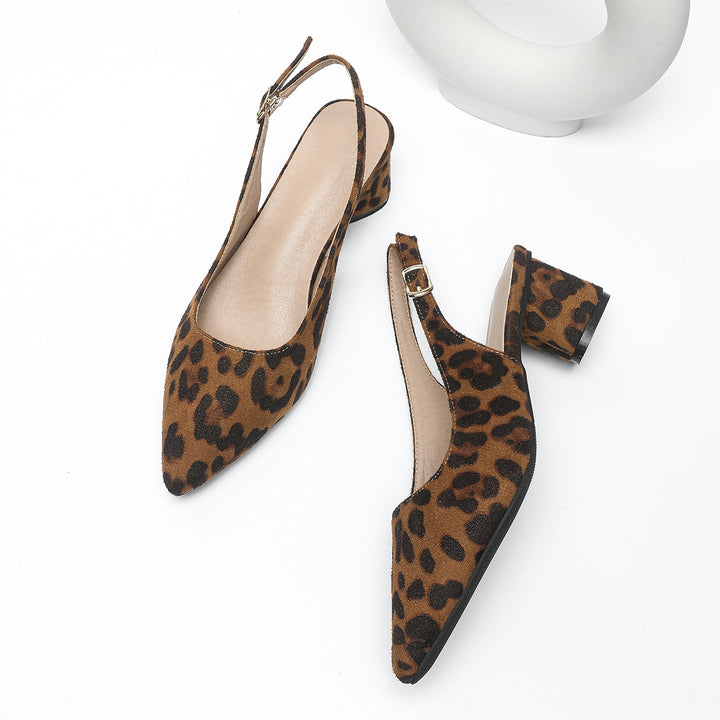 Dame Slingback Pumps med leopardmønster Stilla