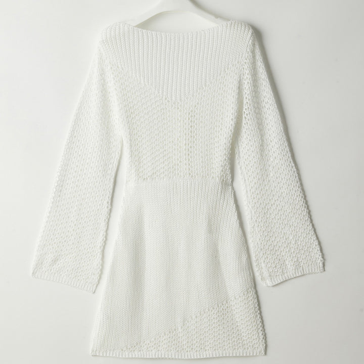 Femme Elegantes Åben-Strik Skulderfri Kjole Stilla