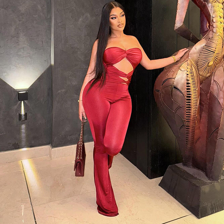 Dame Elegant Cut-Out Jumpsuit med flydende ben Skovae