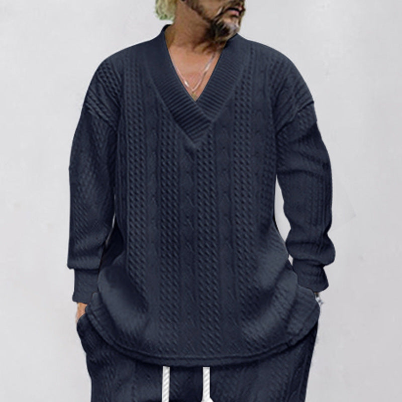 Herrer grovstrik pullover med V-hals og afslappet pasform Stilla