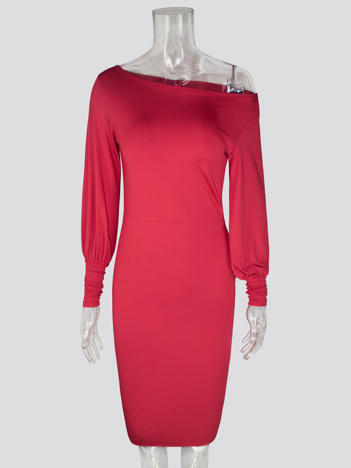 Dame Elegant Off-Shoulder Kjole med lange Pufærmer Stilla
