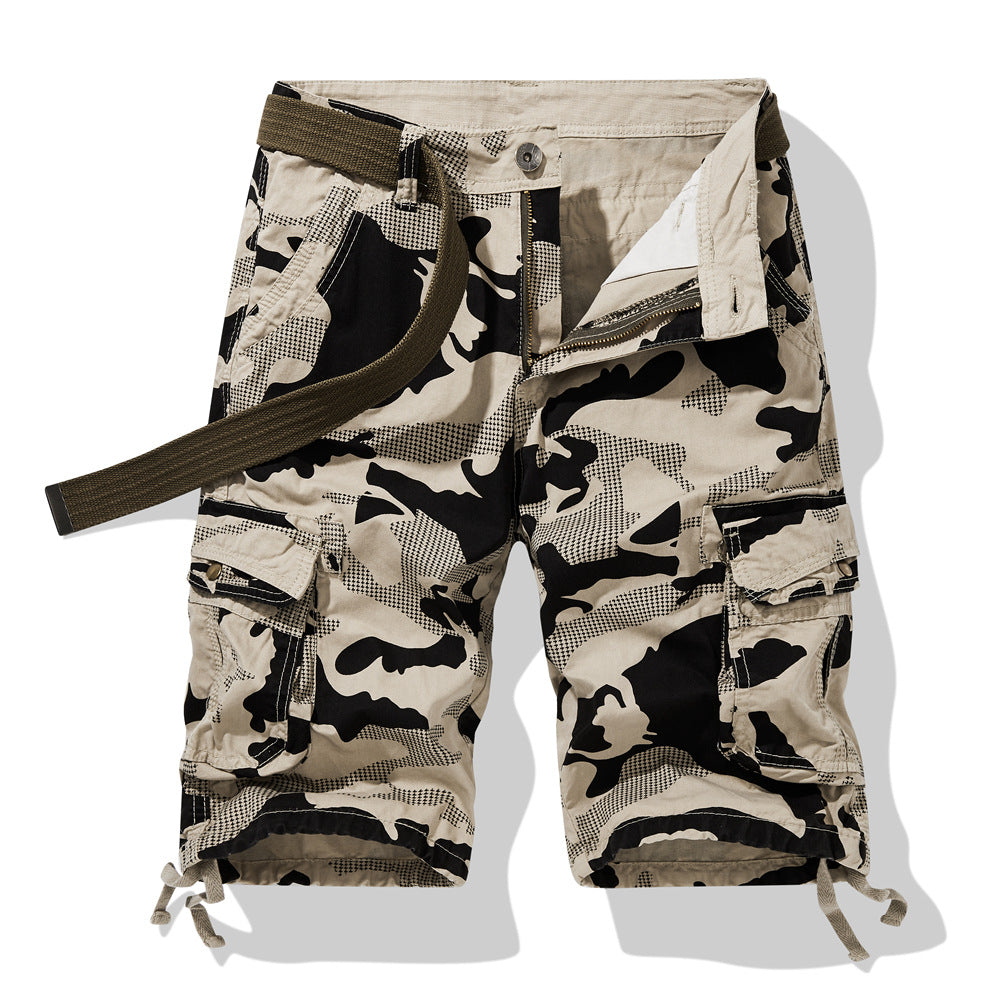 Herrer Camouflage Cargo-Shorts med funktionelle sidelommer og justerbar talje Stilla