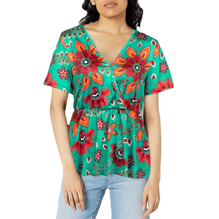 Damebluse i legende floraldesign med taljering Stilla