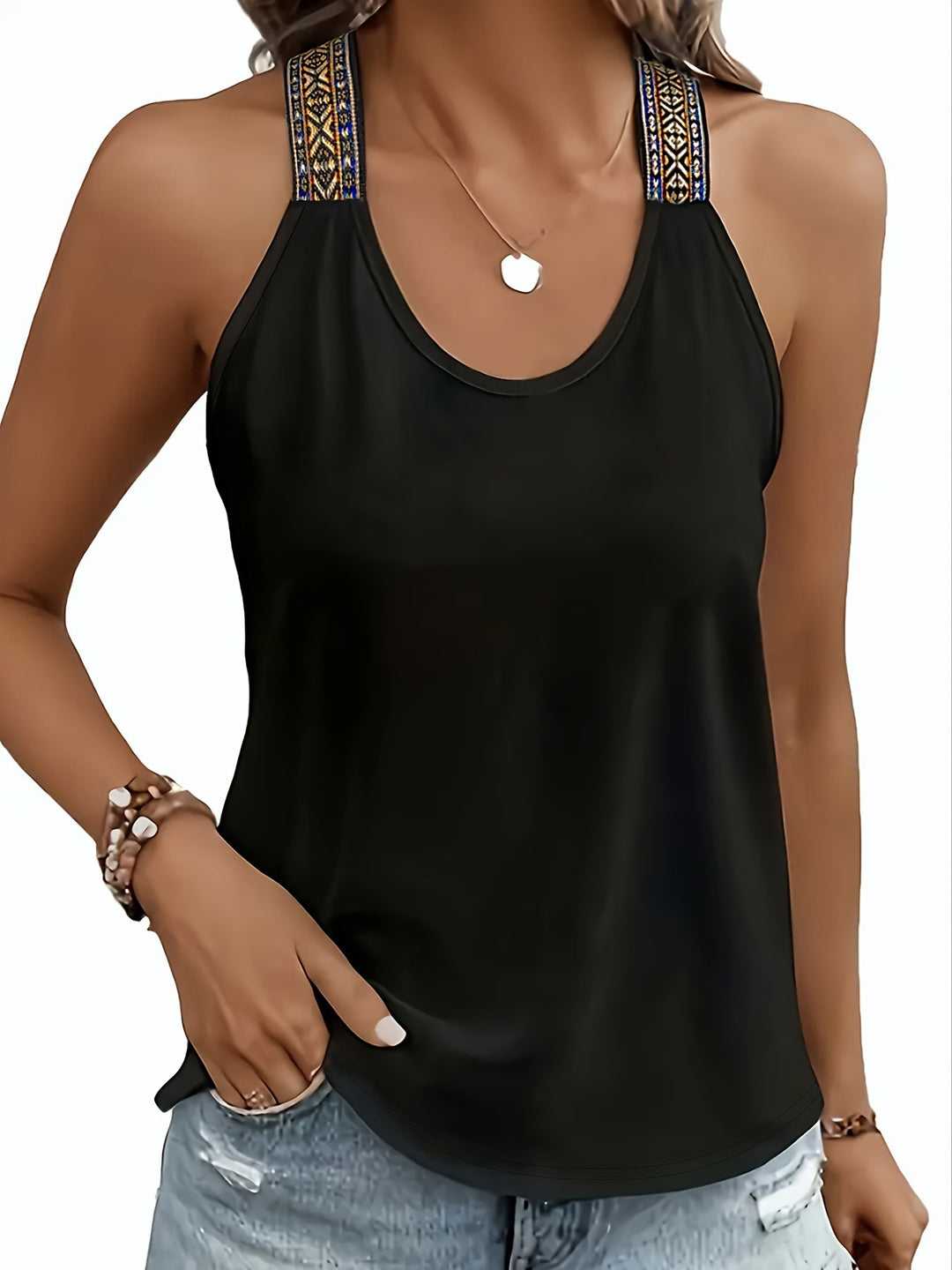 Dame fritids tanktop med dekorativt skulderdesign Stilla