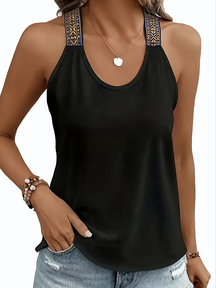 Dame fritids tanktop med dekorativt skulderdesign Stilla