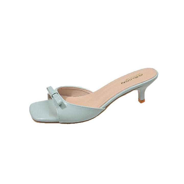 Dame Elegante Åben-Tå Hæle Mules med Sløjfedetalje Stilla