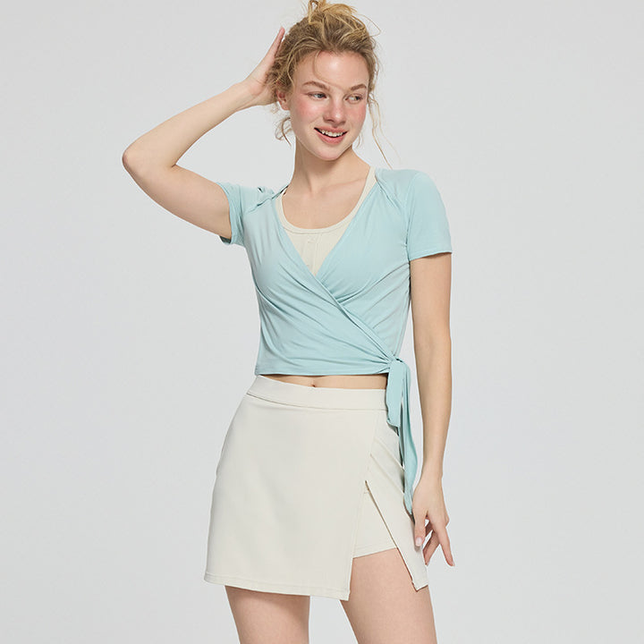 Dame Sporty Wrap Skirt i åndbart materiale med sidelæg Stilla
