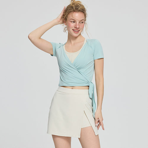 Dame Sporty Wrap Skirt i åndbart materiale med sidelæg Stilla
