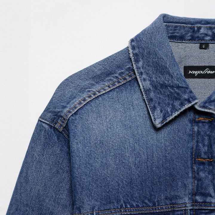 Femme Cropped Denimjakke med klassisk design Stilla