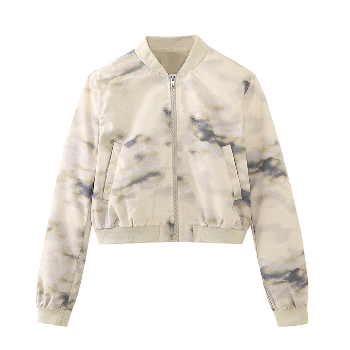Femme Let Cropped Bomberjakke med Sidelommer Stilla