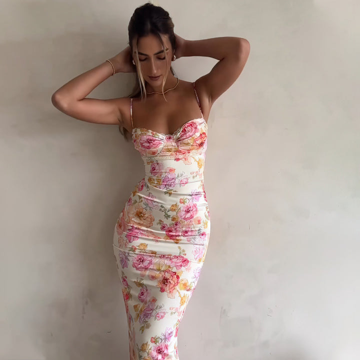 Kvinder Floral Bodycon Maxi Kjole Stilla