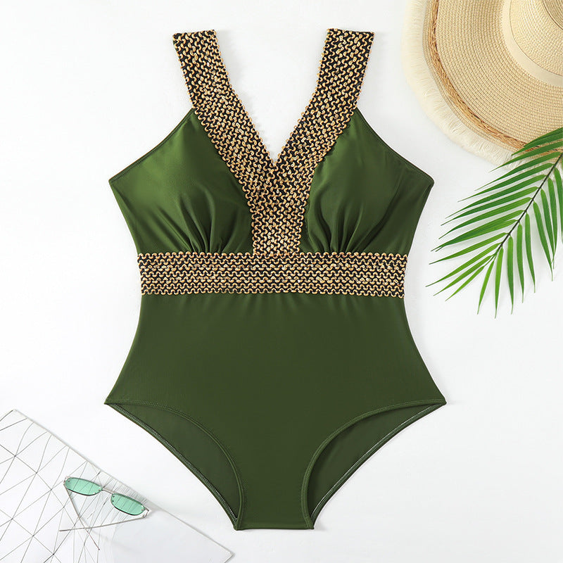 Dame Elegant Badedragt med Guldsmykker Skovae