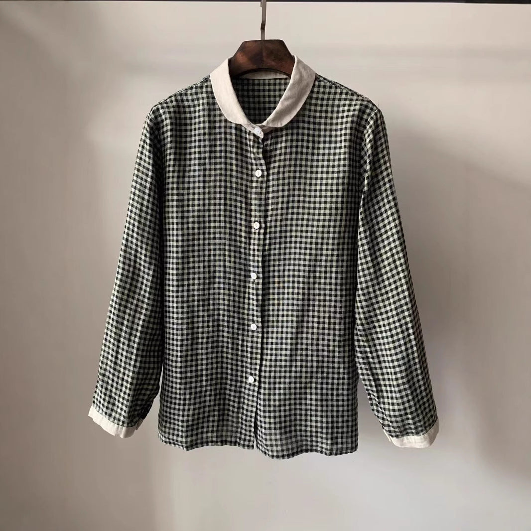 Femme Klassisk Ternet Button-Up Skjorte Stilla