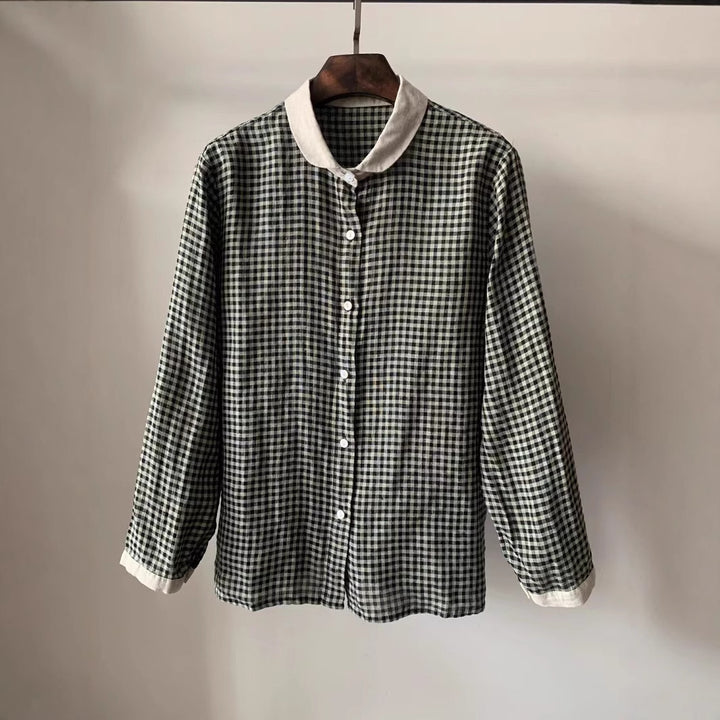 Femme Klassisk Ternet Button-Up Skjorte Stilla