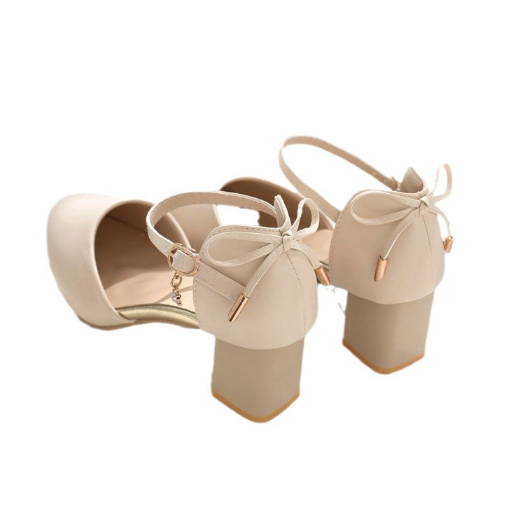 Dame elegante Slingback-pumps med moderne knude-detalje og stabil blokhæl Stilla