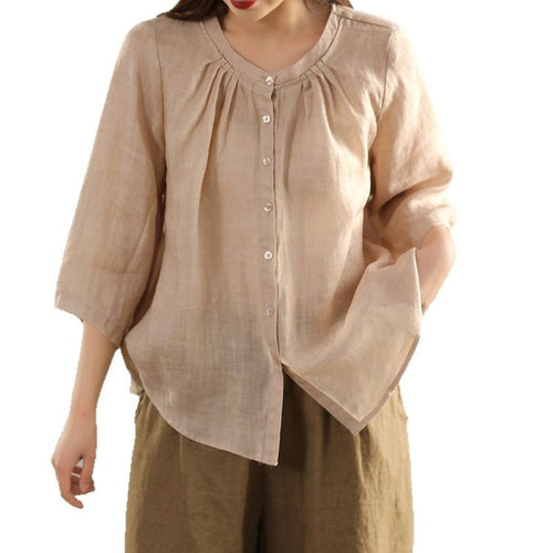 Femme let Button-Down skjorte med rynket detalje Stilla